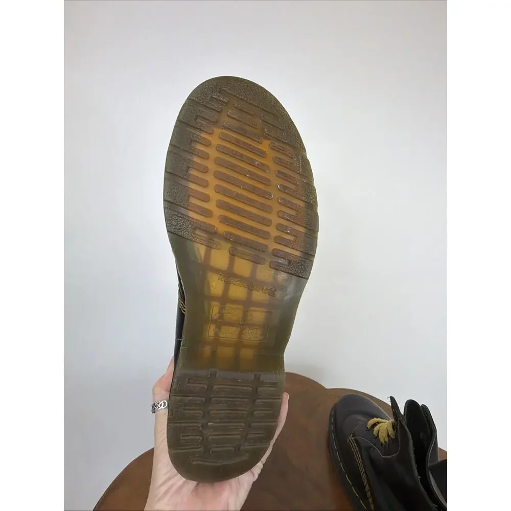 Dr. Martens Black 1460 Pascal 8 Eye Leather Boots Yellow Lace Mens 9 Women's 10 - Picture 7 of 8